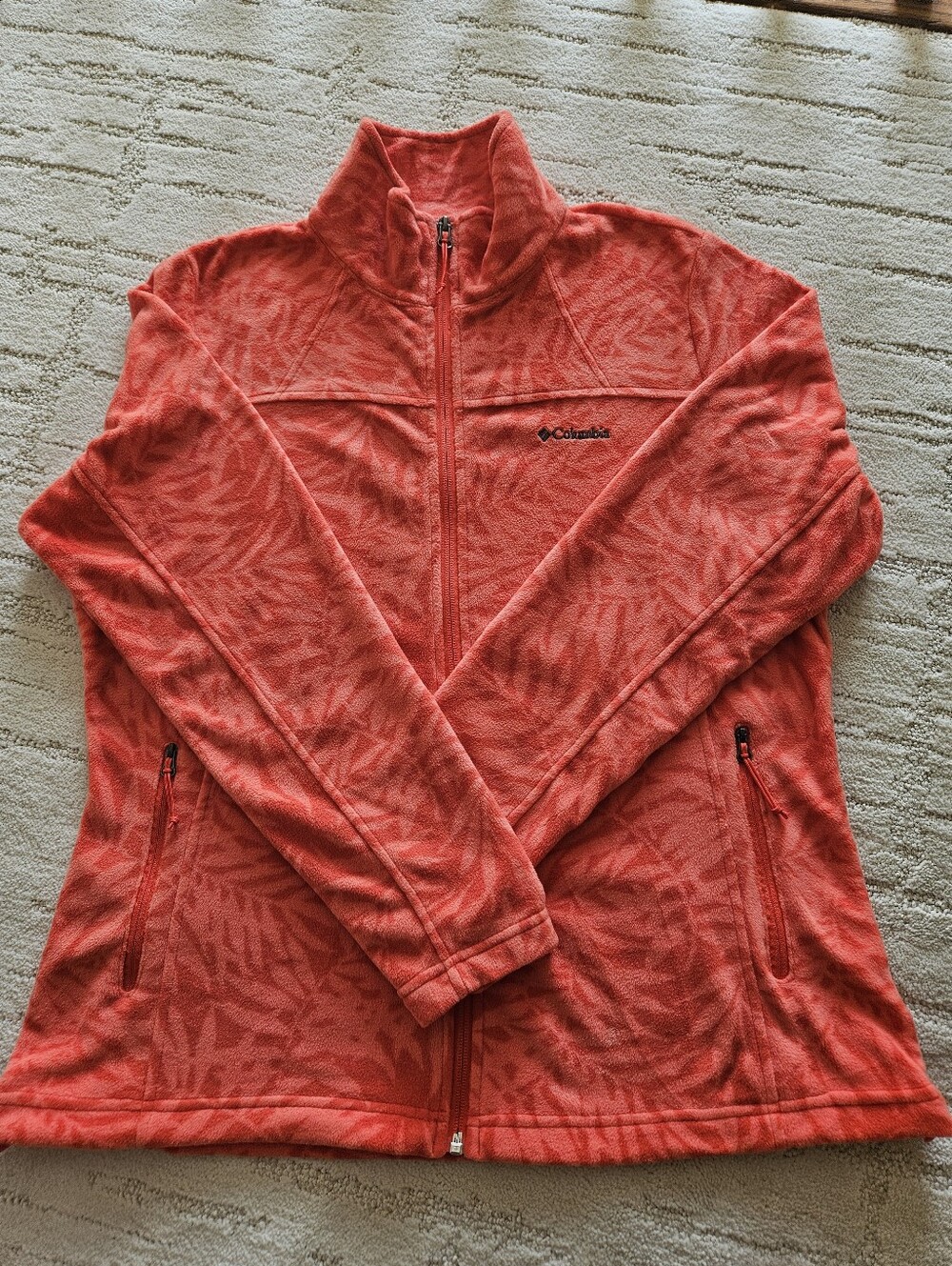 Columbia Women’s Coral-Pattern Full-Zip Fleece Jacket, Size Large